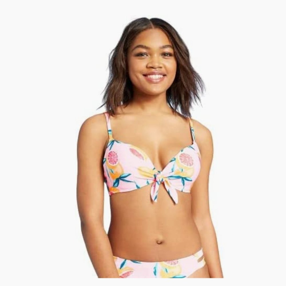 Shade & Shore Lightly Lined Swim Bikini Top - Peach 34C - NWT